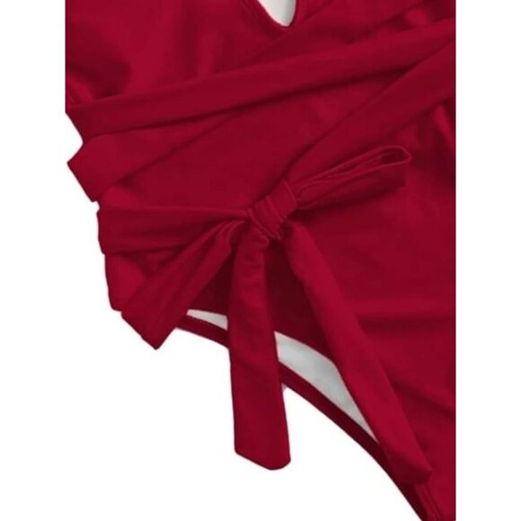 Sexy Tie Criss Cross Plunge One Piece High Cut Brazilian Swimsuit 3XL - Picture 5 of 5